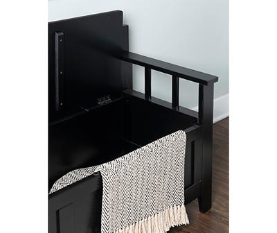 Black Padded Faux Leather Storage Bench