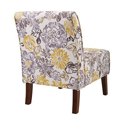 Shleby Gray & Yellow Floral Armless Accent Chair