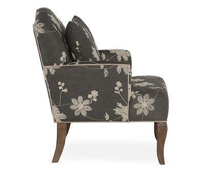 Gray Floral Bergere Armchair