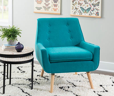 Sara Blue Flannel Mid-Century Accent Chair