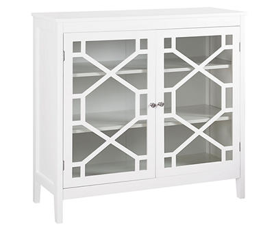 Ava White Geometric 2-Door Cabinet