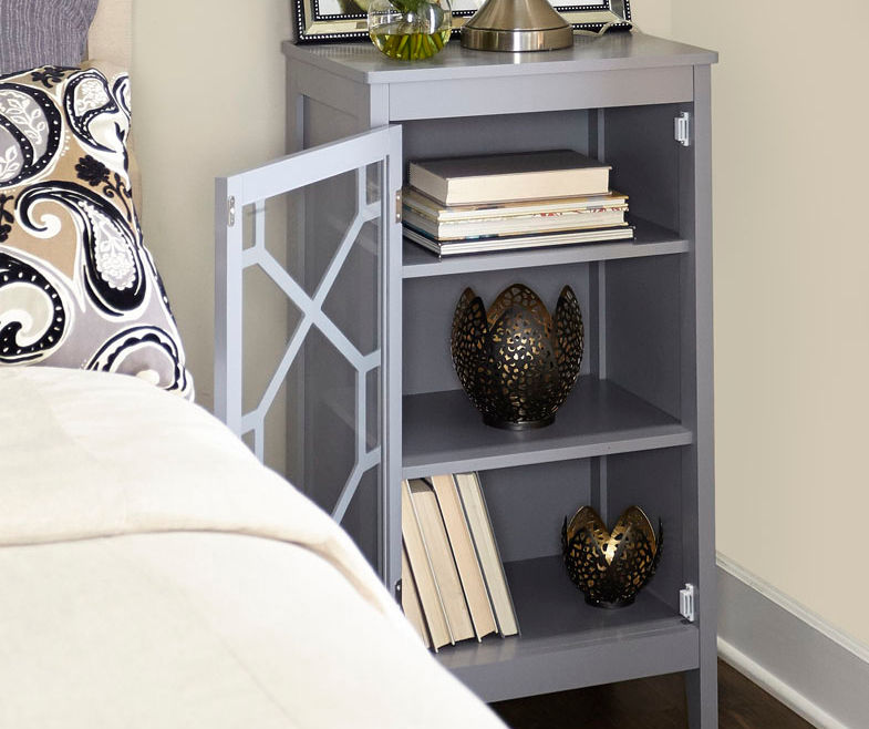 Ava Gray Geometric Single Door Cabinet