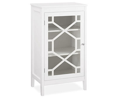 Ava White Geometric Single Door Cabinet