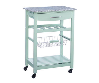 Smith Green Granite Top Kitchen Cart with Storage Basket