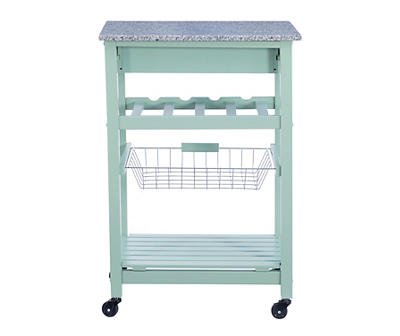 Smith Green Granite Top Kitchen Cart with Storage Basket