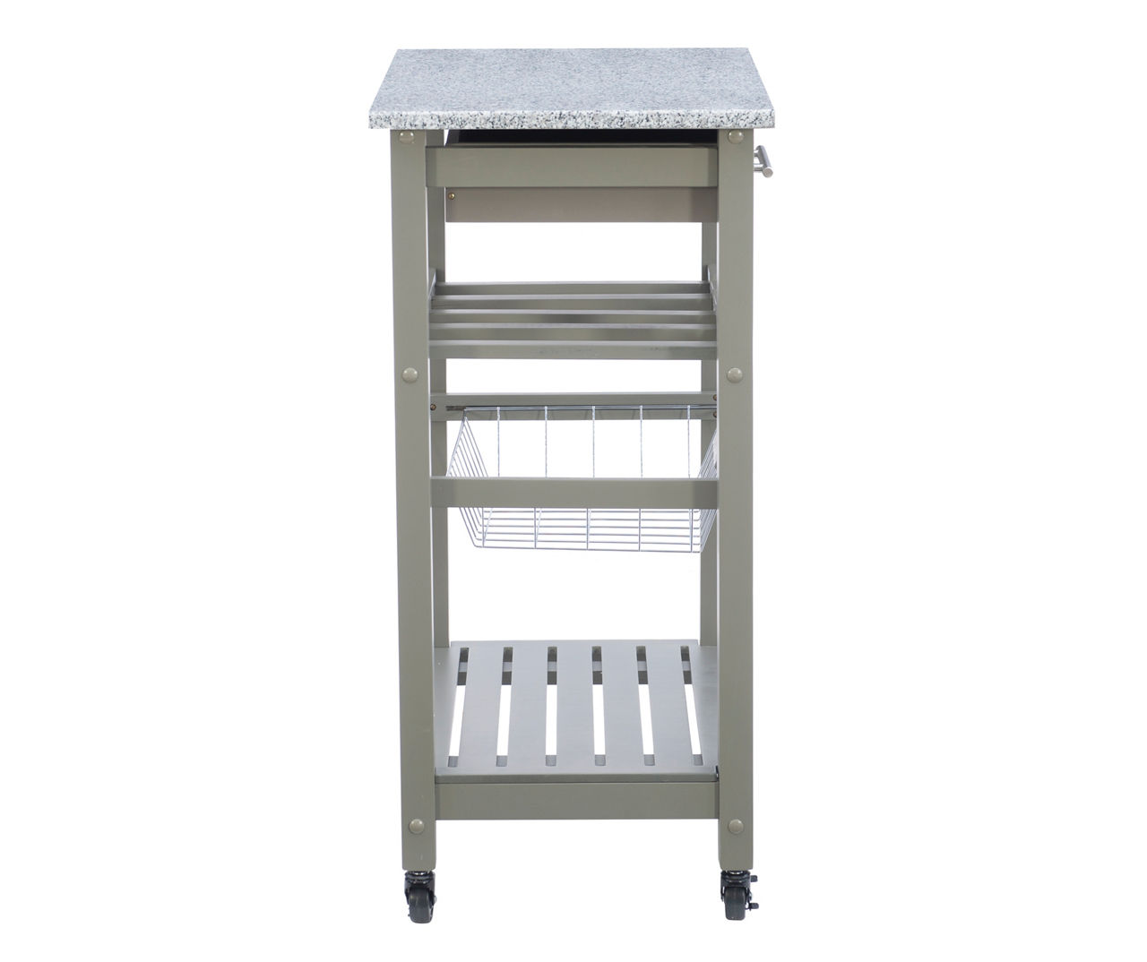 Smith Gray Granite Top Kitchen Cart with Storage Basket