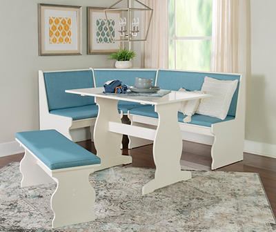 Maggie 3-Piece Breakfast Dining Nook with Capri Blue Cushions