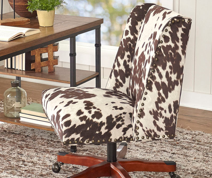 Cow Print Square Back Office Chair with Nailhead Trim Big Lots