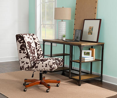 Cow Print Square Back Office Chair with Nailhead Trim