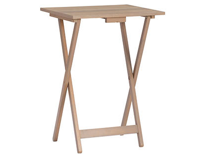 Booth Wood Tray Tables with Stand, 5-Piece Set