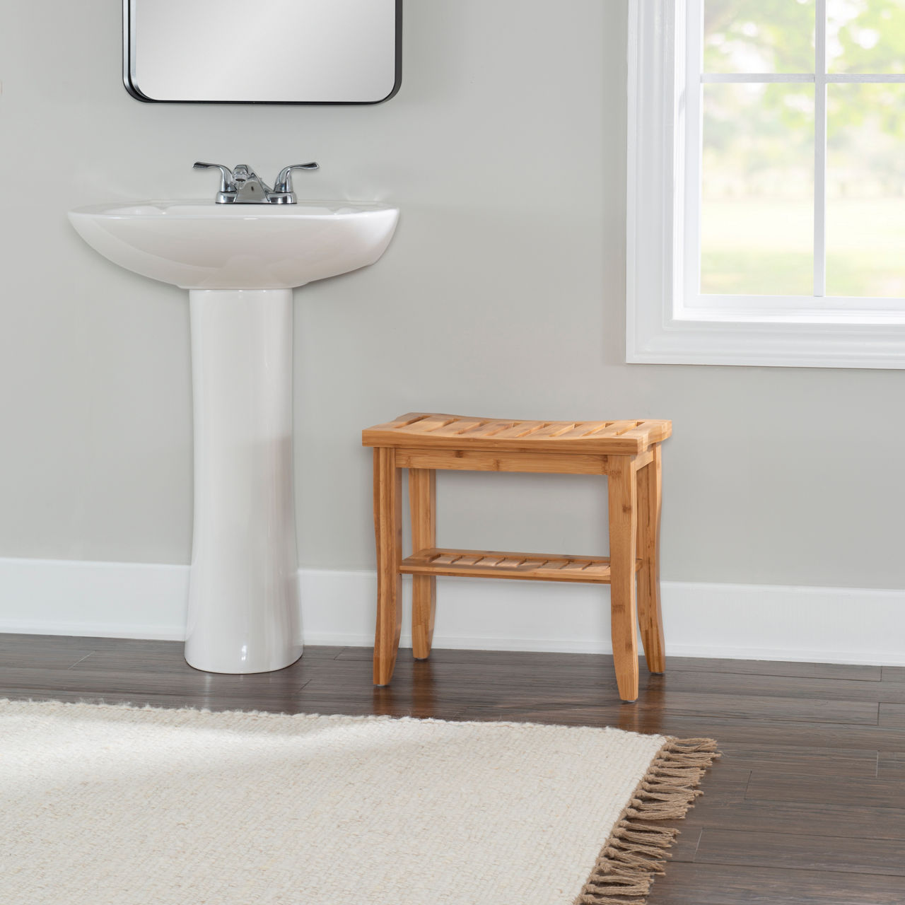 18" Pierce Bamboo Bathroom Stool