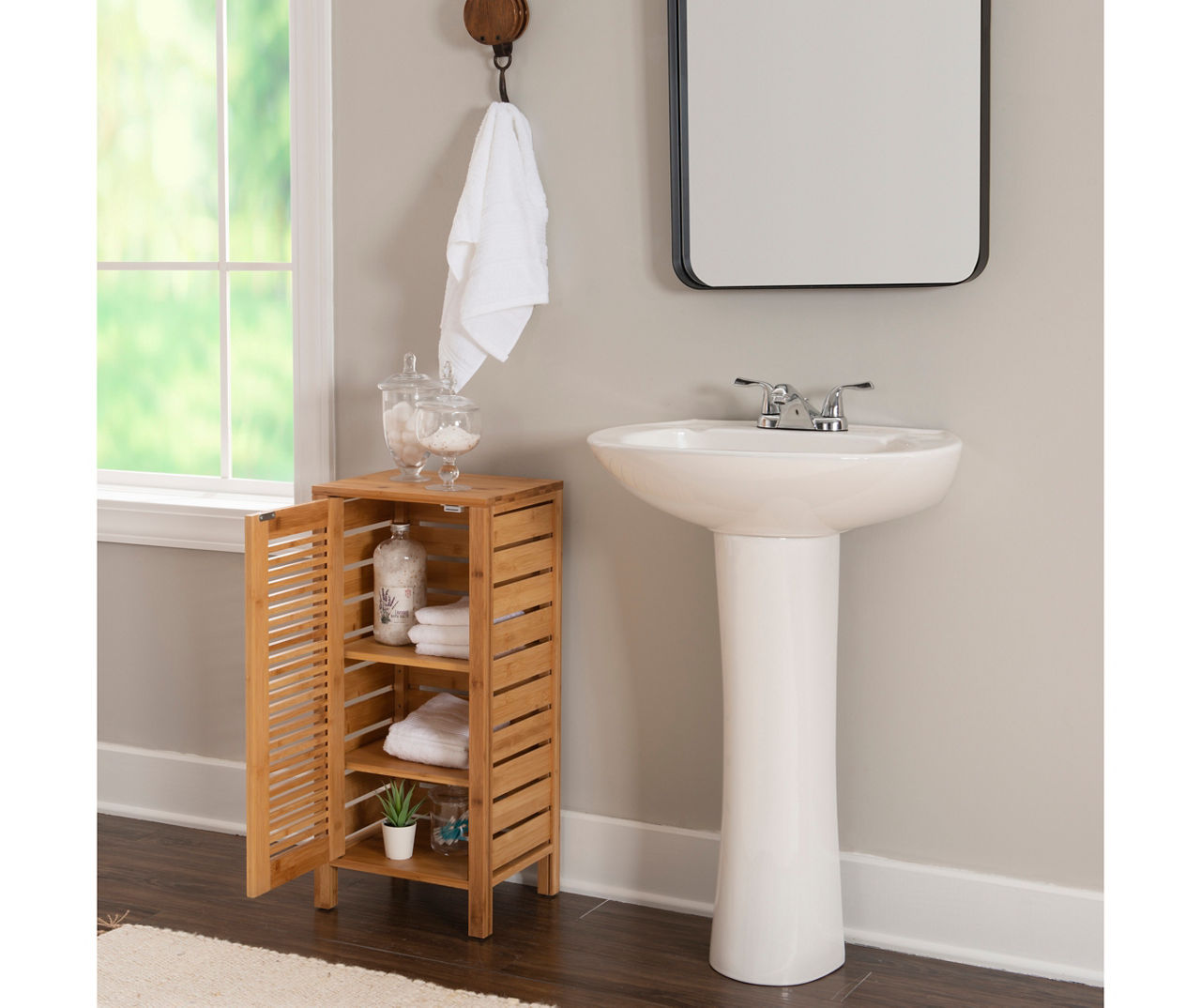 Newport Louvered Pedestal Sink Cabinet  Small bathroom storage, Pedestal  sink storage, Small bathroom