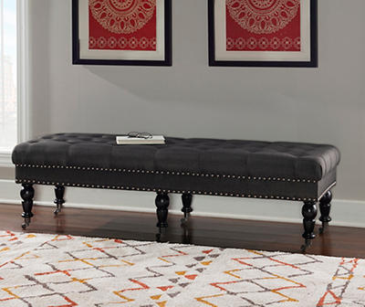 Claire Charcoal Tufted French Country Bench