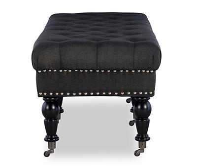Claire Charcoal Tufted French Country Bench