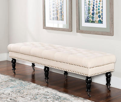 Natural Beige Padded French Country Bench