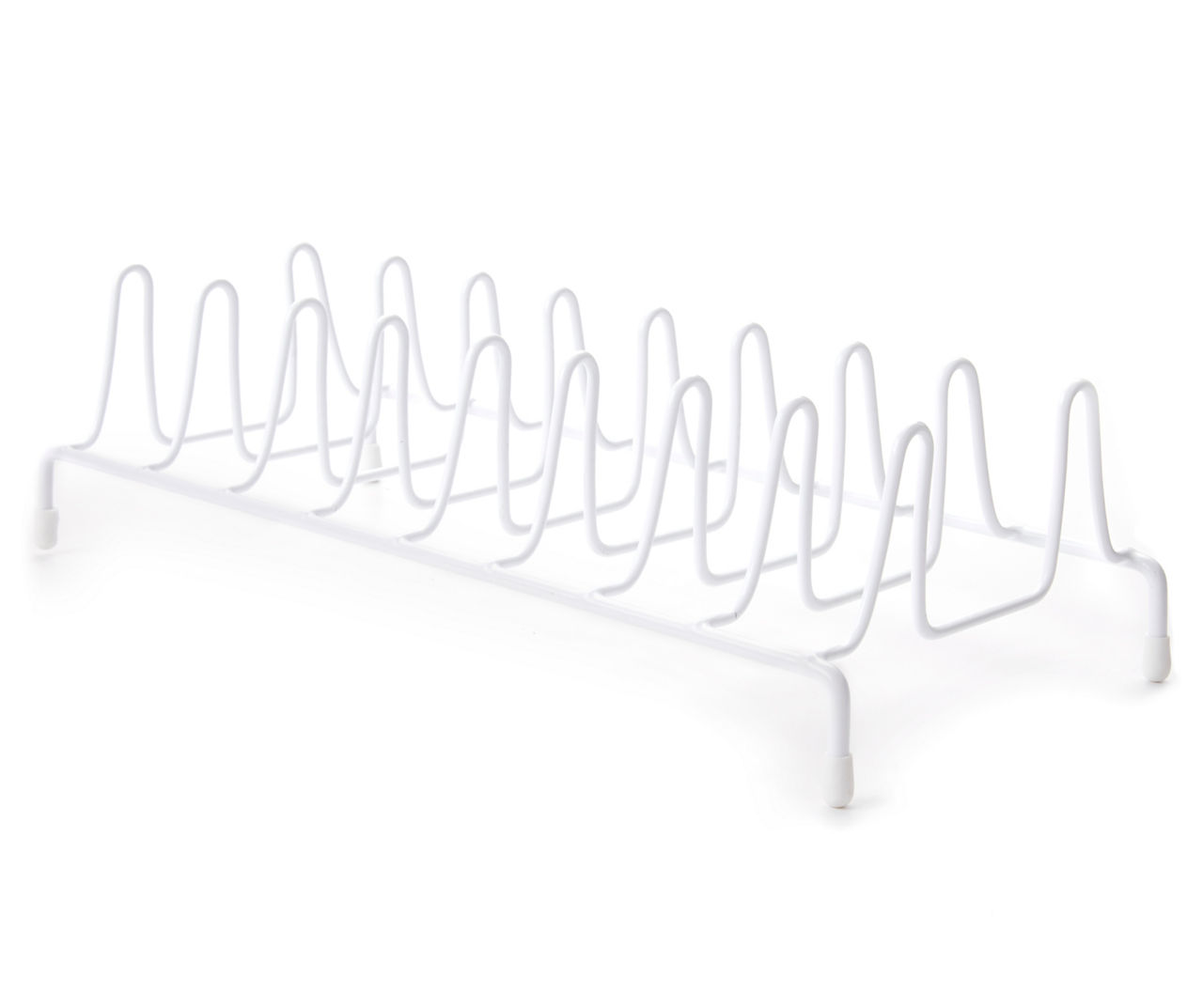 CORNER PLATE RACK 2 TIER WHITE COATED WIRE KITCHEN STORAGE PLATES ORGANISER  TIDY 5026180071376