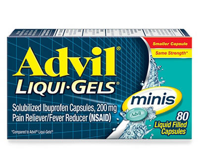 Advil Liqui-Gels minis Pain Reliever and Fever Reducer, Ibuprofen 200mg for Pain Relief - 80 Liquid Filled Capsules
