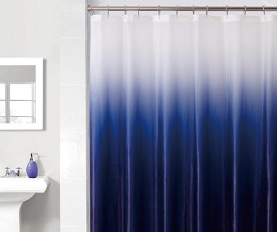 Navy Blue & White Ombré PEVA Shower Curtain