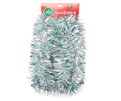 Ice Blue & Silver Triple Frost Tinsel Garland, (10')