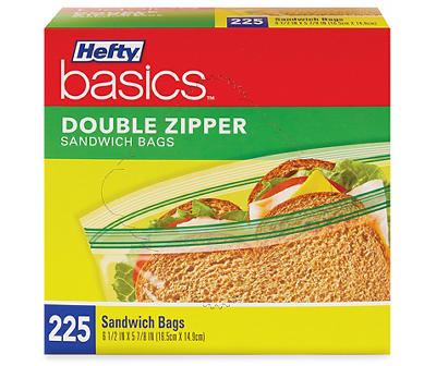 Hefty Basics Double Zipper Sandwich Bags, 225-Count