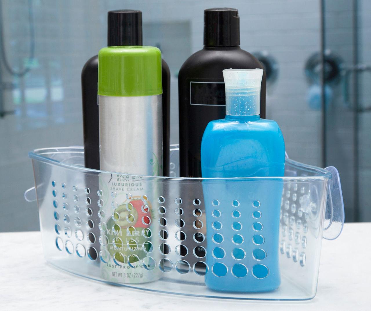 SHOWER CADDY WITH 2 CLEAR SUCTION CUPS