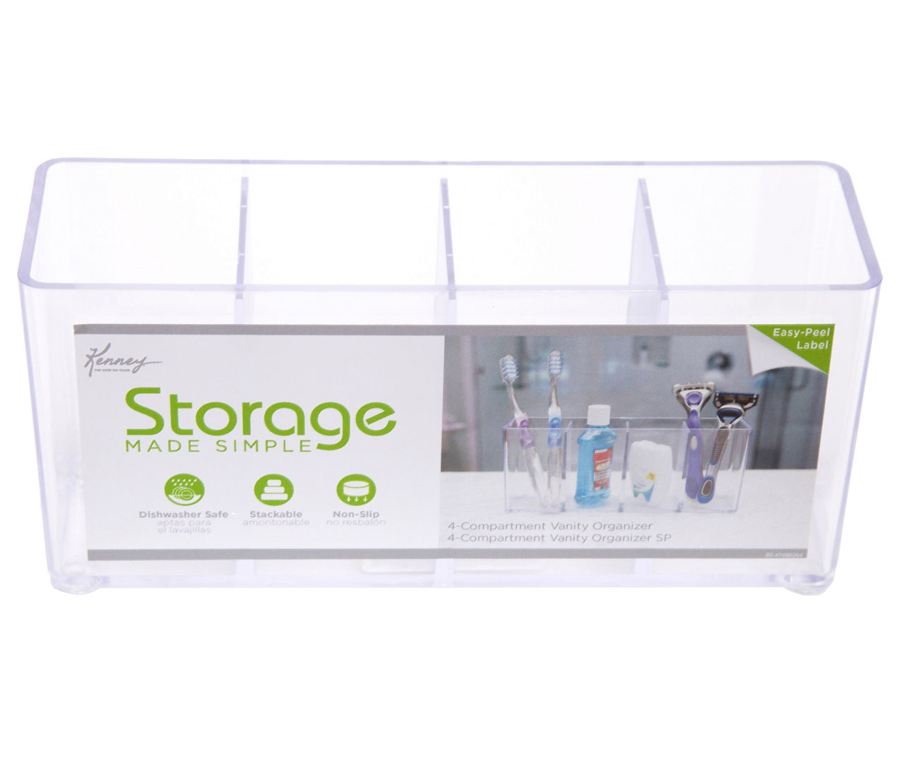 Kenney Storage Made Simple Clear 4-Compartment Bathroom Countertop