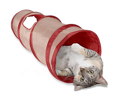 Tan & Red Cat Crinkle Tunnel
