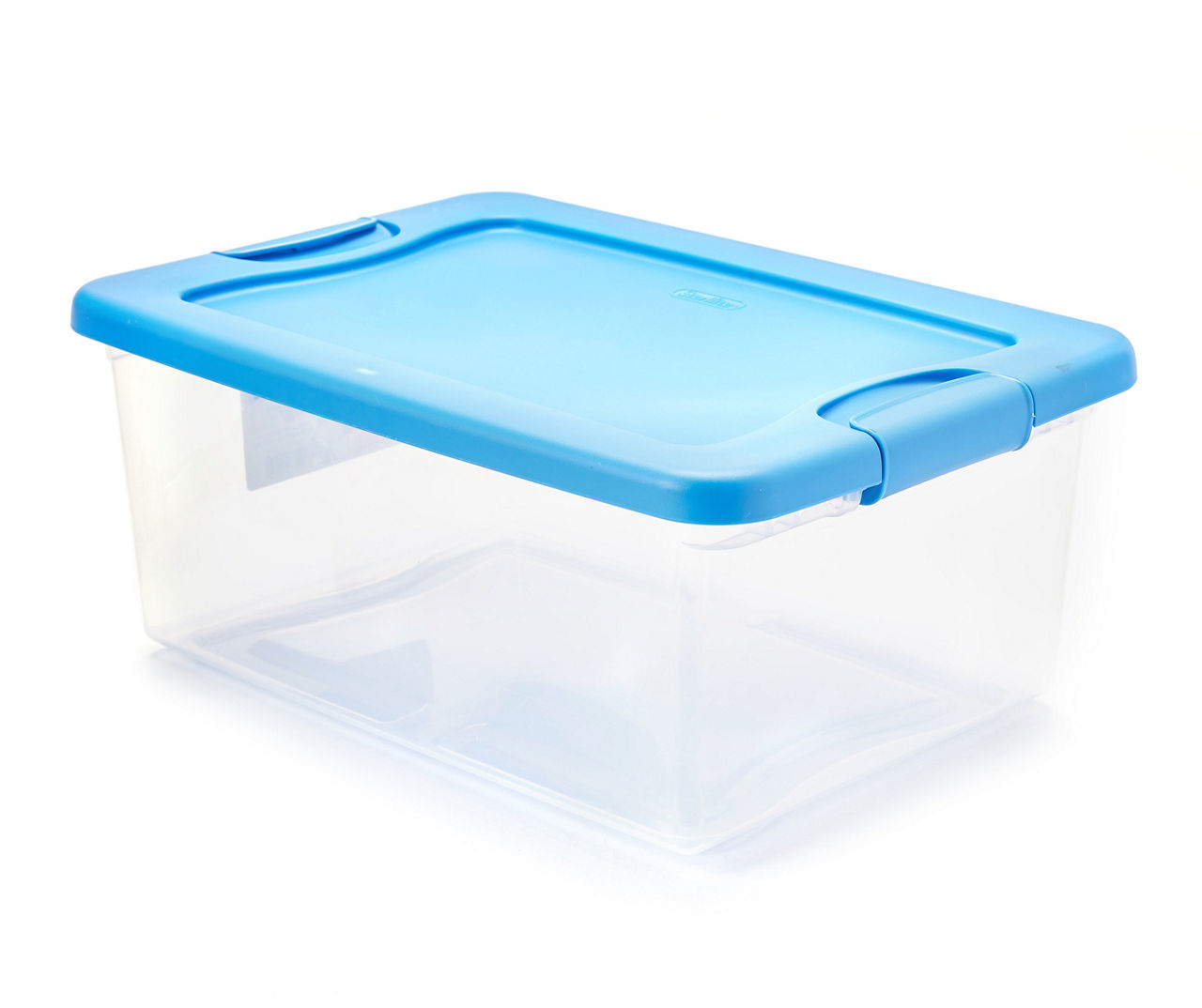 Sterilite 15 Qt. Clear Plastic Latch Box, Blue Latches with Clear Lid 