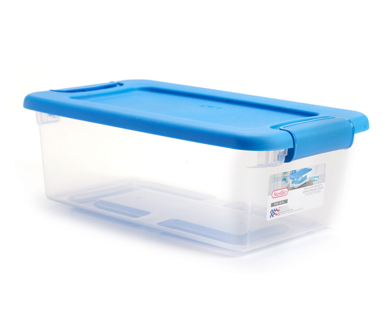 Sterilite Clear & Summer Blue Latching Storage Tote, 64-Qt.