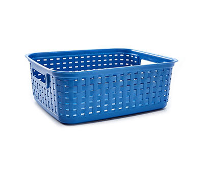 Sterilite Short Blue Weave Plastic Storage Basket