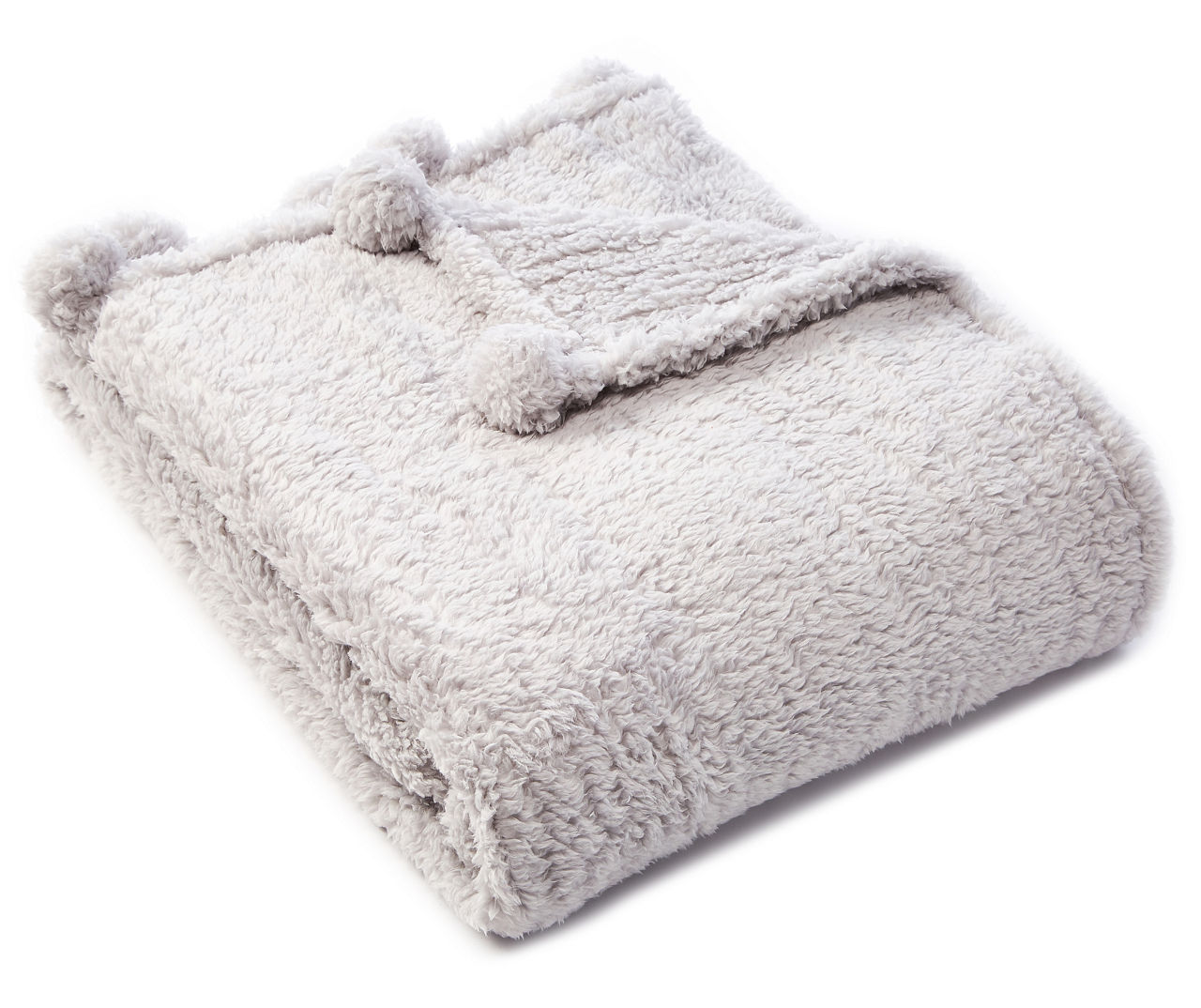 Living Colors Gray Pom Pom Sherpa Throw 50