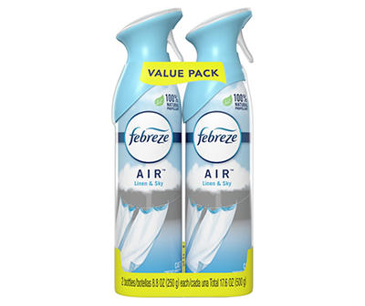 Febreze Odor-Eliminating Air Freshener, Linen & Sky, Pack of 2, 8.8 fl oz each