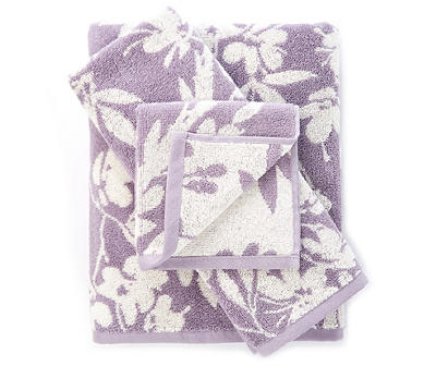 Aprima Lavender Flowers Double Jacquard Towels