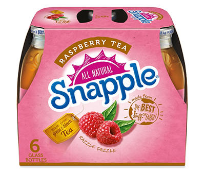Snapple Raspberry Tea, 16 Fl Oz Glass Bottles, 6 Pack