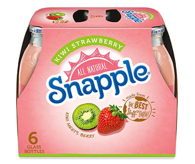 Snapple Kiwi Strawberry, 16 Fl Oz Glass Bottles, 6 Pack