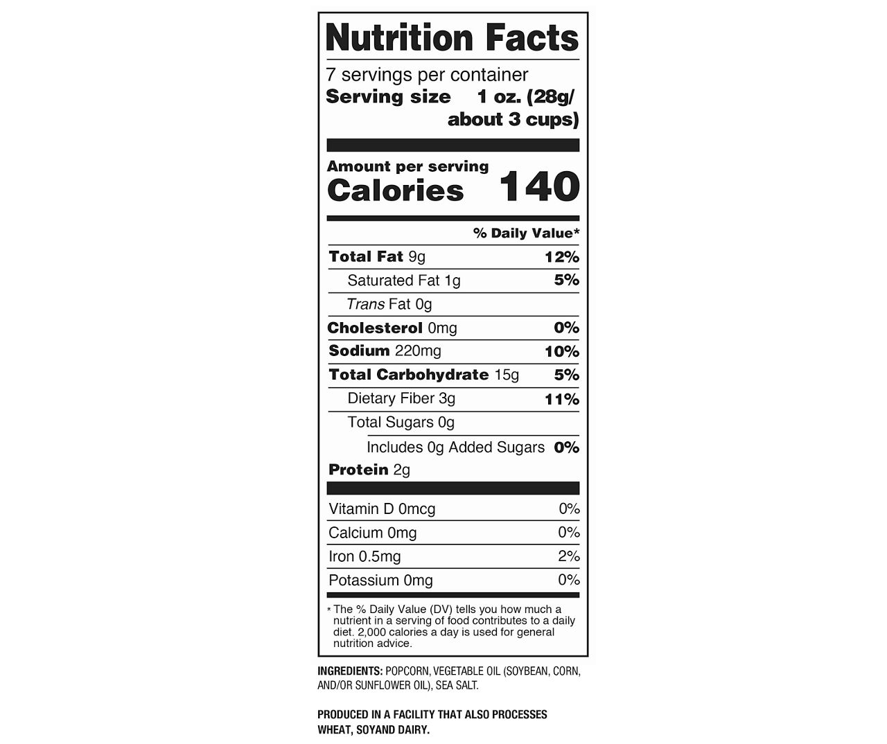 Sea Salt Popcorn, 7 Oz.