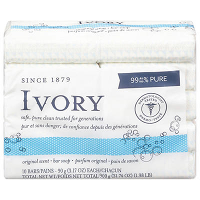 Ivory Original Scent Bar Soap 10 bars 90 g Wrapper 10 ea Pack