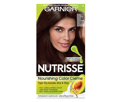 Garnier Nutrisse Nourishing Hair Color Creme, 30 Darkest Brown (Sweet Cola), 1 kit