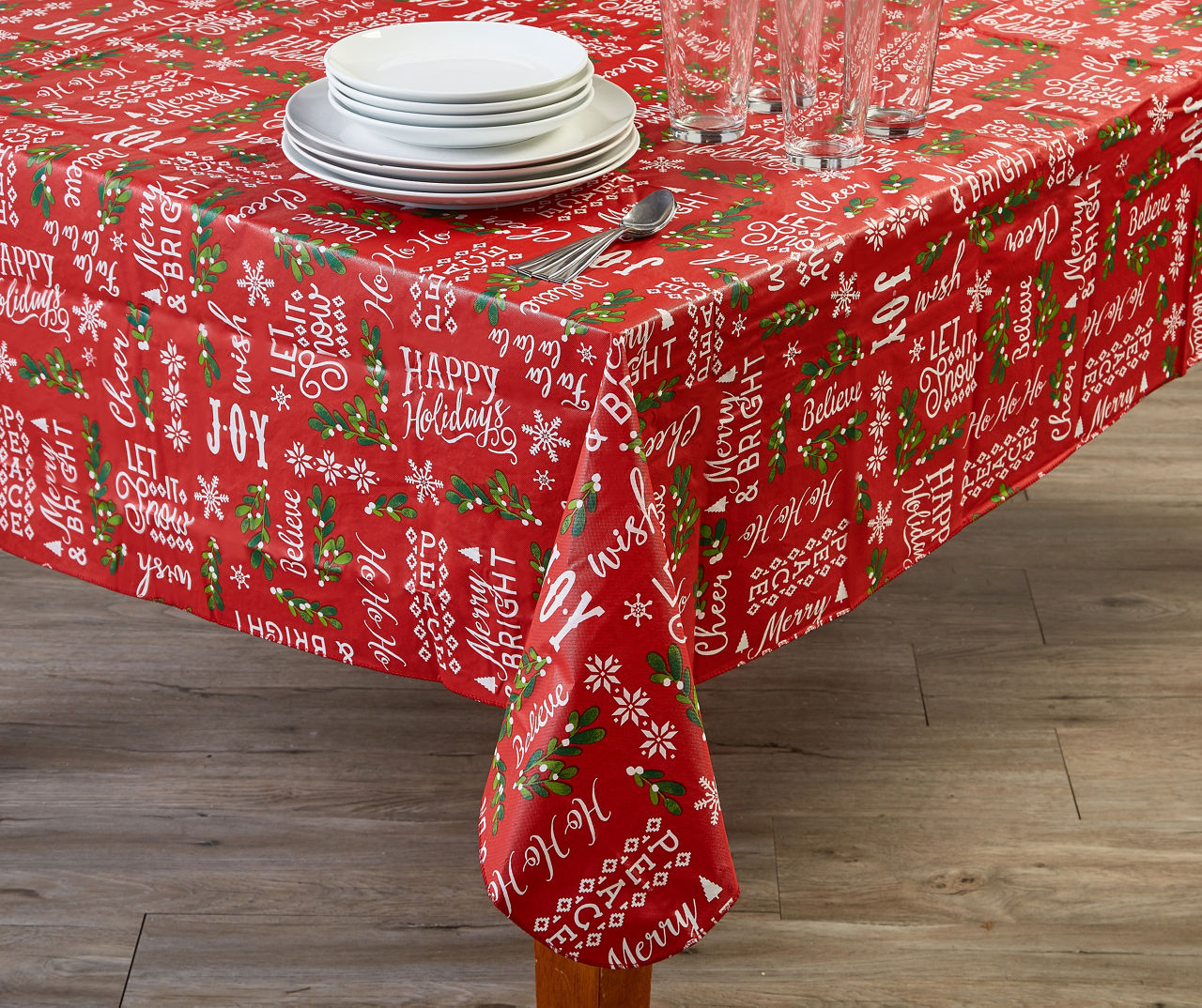 Typography & Holly PEVA Tablecloths Big Lots