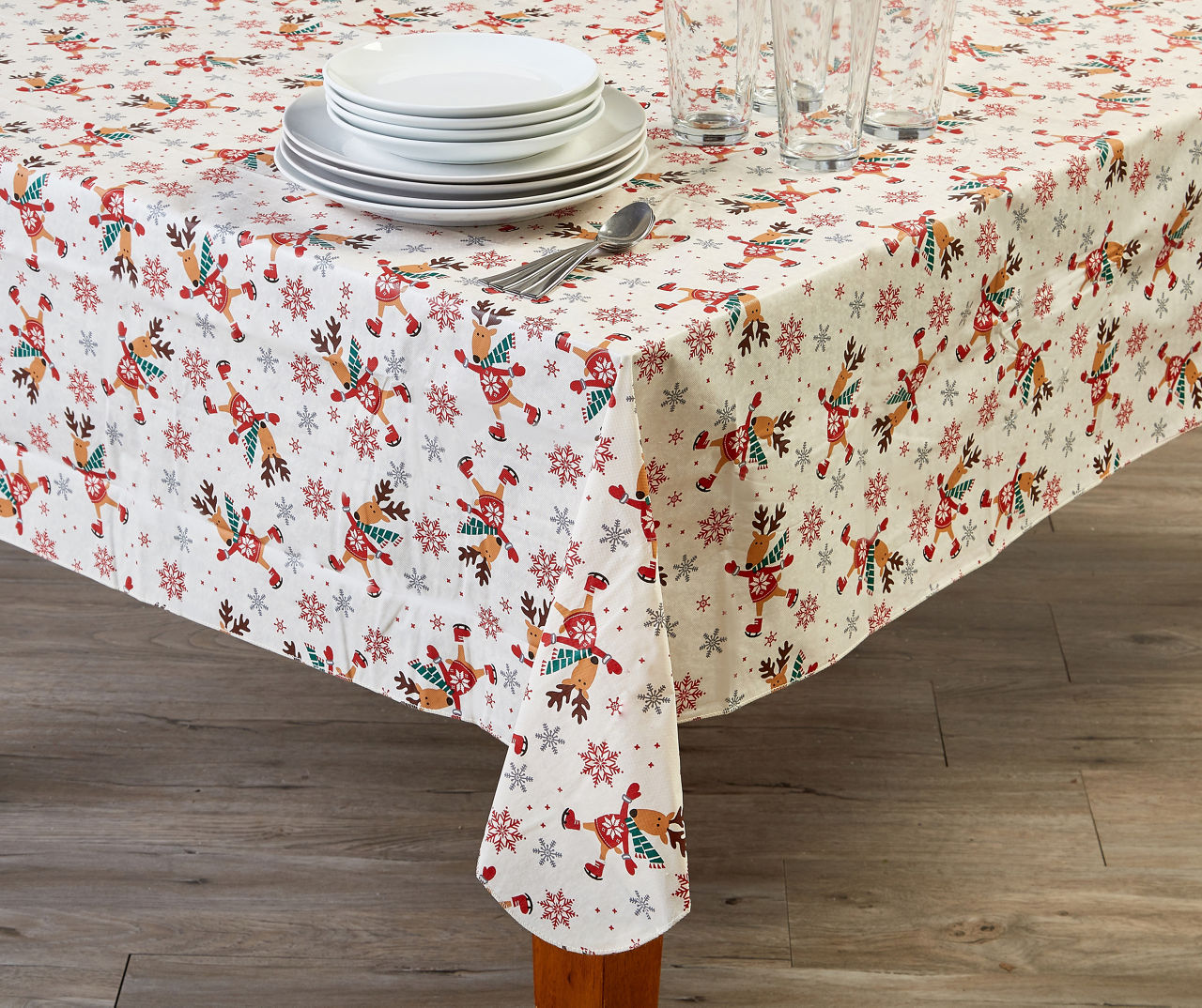 Skating Reindeer PEVA Tablecloths Big Lots