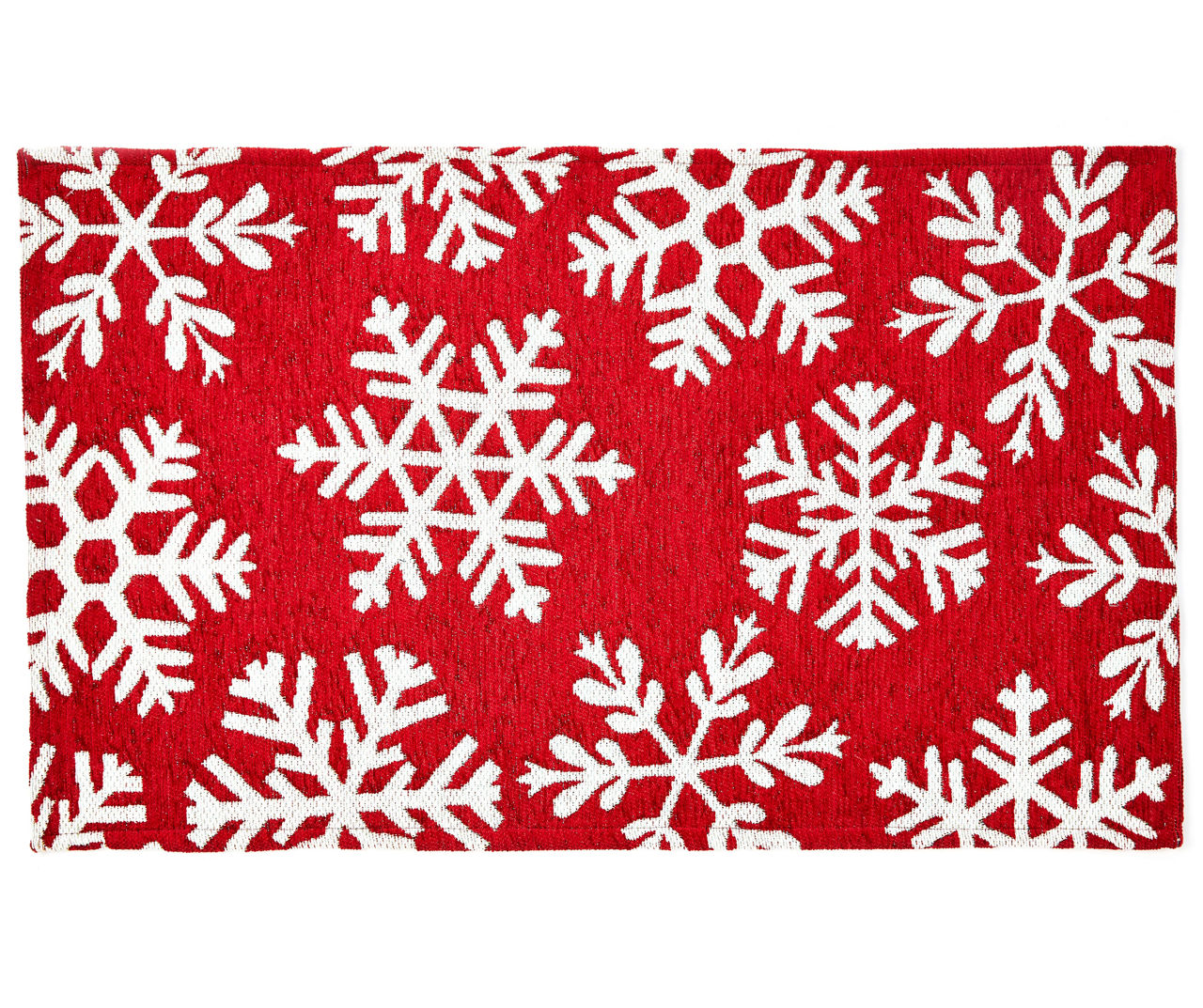 Red & White Snowflake Accent Rug, (18