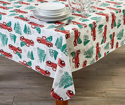 Holiday Truck PEVA Tablecloth, (52