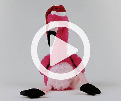 14" Dancing Santa Hat Flamingo Animated Plush