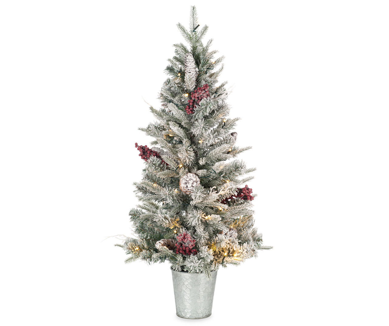 Winter Wonder Lane 3' Frosty Battery-Operated Mini LED Flocked Urn Tree ...