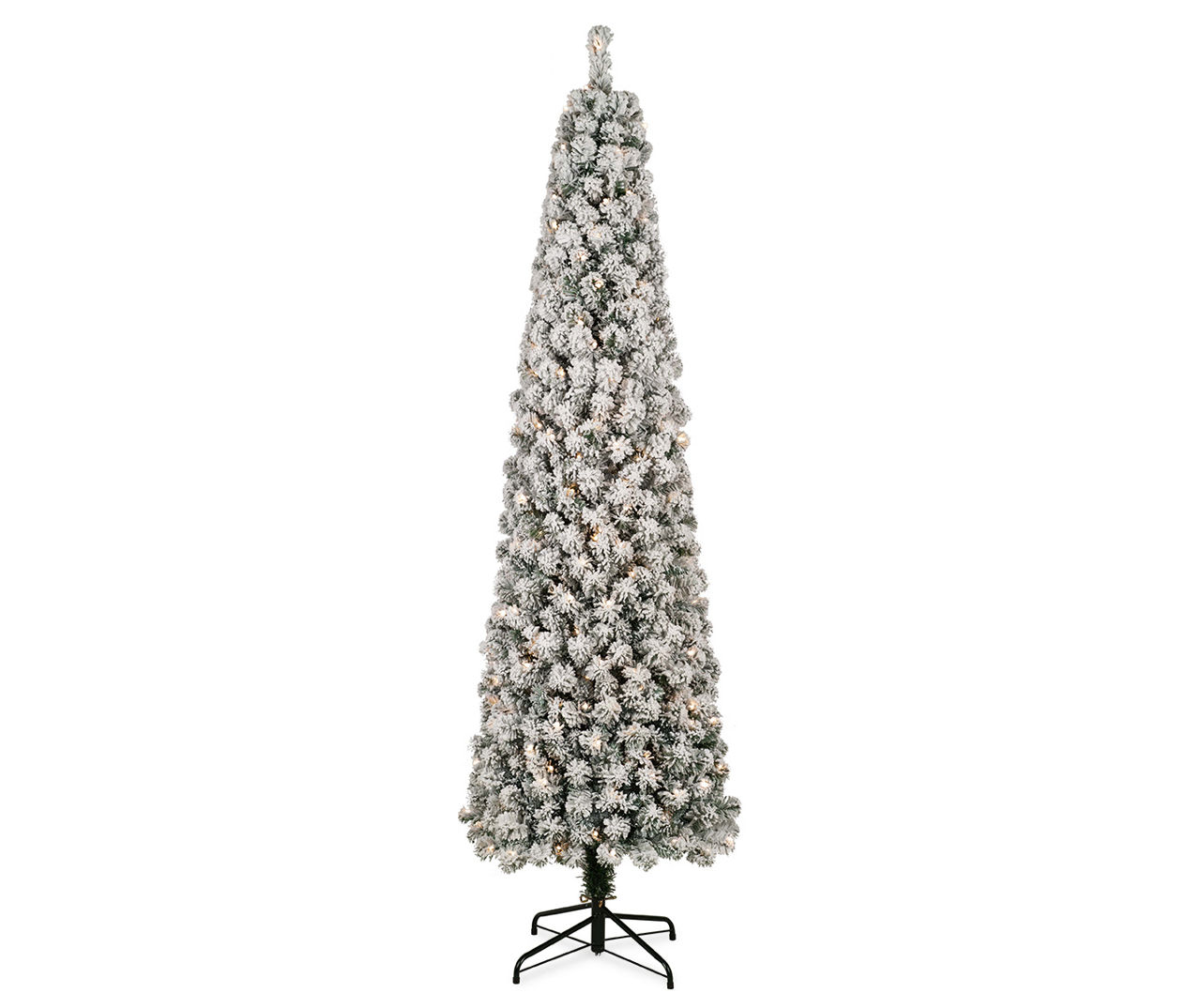 pencil flocked christmas tree with lights