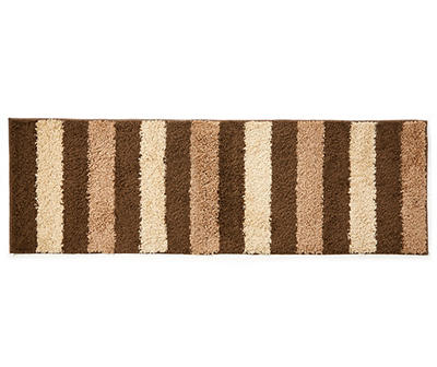 Brown Shag Striped Multi-Shade Accent Runner, (1'8