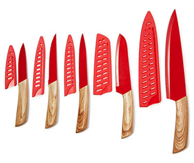 Red Faux Wood Cutlery 10-Piece Set