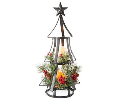 Berry & Pine Metal Double LED Candle Tree