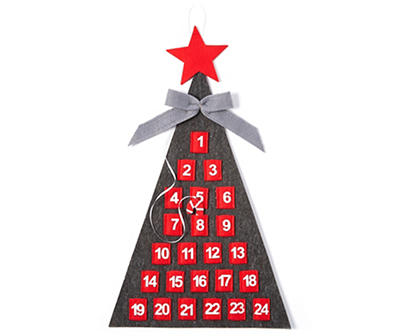 Gray & Red Felt Countdown Christmas Tree
