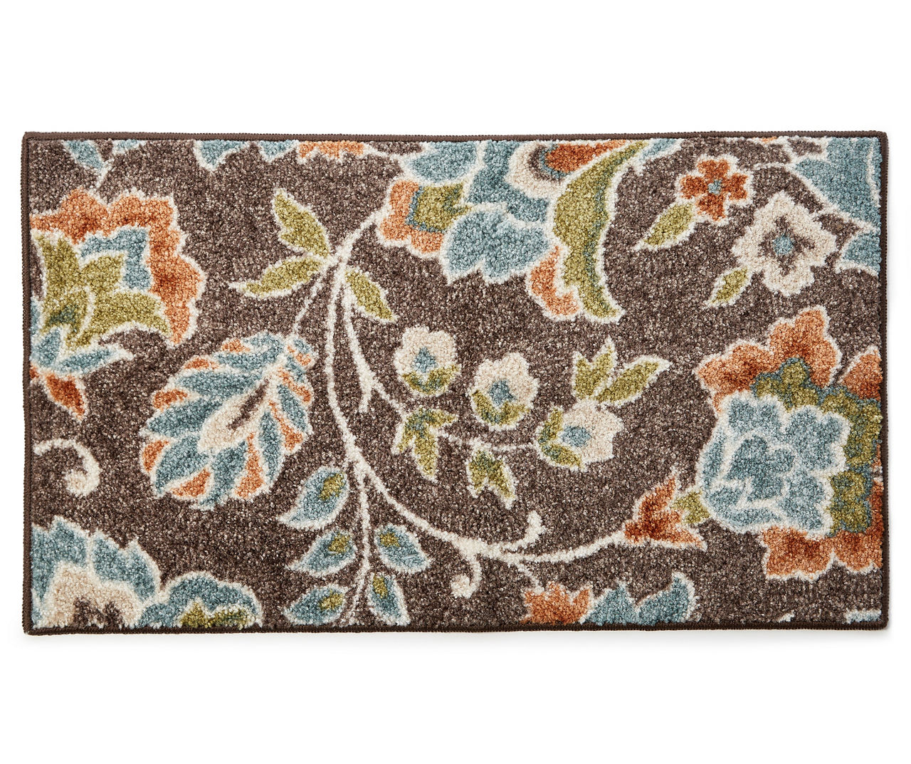 Medley Brown Flowers Jacobean Accent Rug, (1'8" x 2'10")